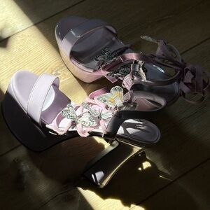 Dolls Kill Butterfly Lace Up Platform Heels
